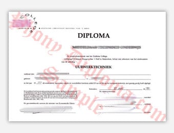 Zadkine College - Fake Diploma Sample from Netherlands